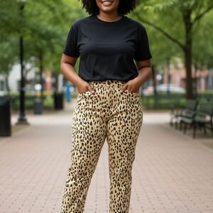 Ashley Stewart Leopard Print Straight Leg Pants
